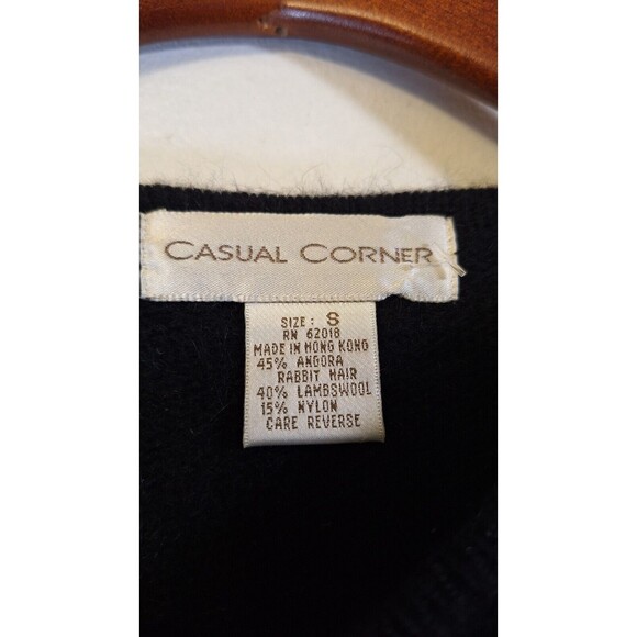 Vintage 80's 90's Casual Corner Colorful Angora Wool Blend Argyle Sweater Small - Picture 3 of 9